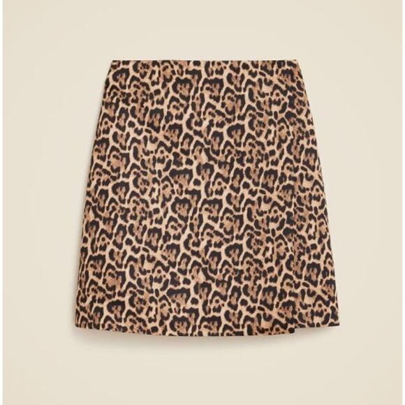 J. Crew Women's Duchesse Satin Leopard-Print Wrap Skirt CF765 Brown Size 0 NWT - Picture 3 of 4